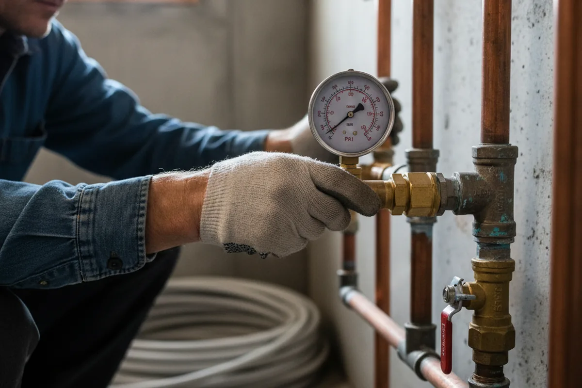 Pressure testing a repaired line during Water Line Repair in Pickerington